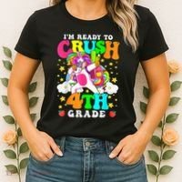 Ready To Crush 4th Grade Cute Unicorn Back To School Girl Women's T-Shirt thumb 2