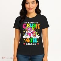 Ready To Crush 4th Grade Cute Unicorn Back To School Girl Women's T-Shirt thumb 4