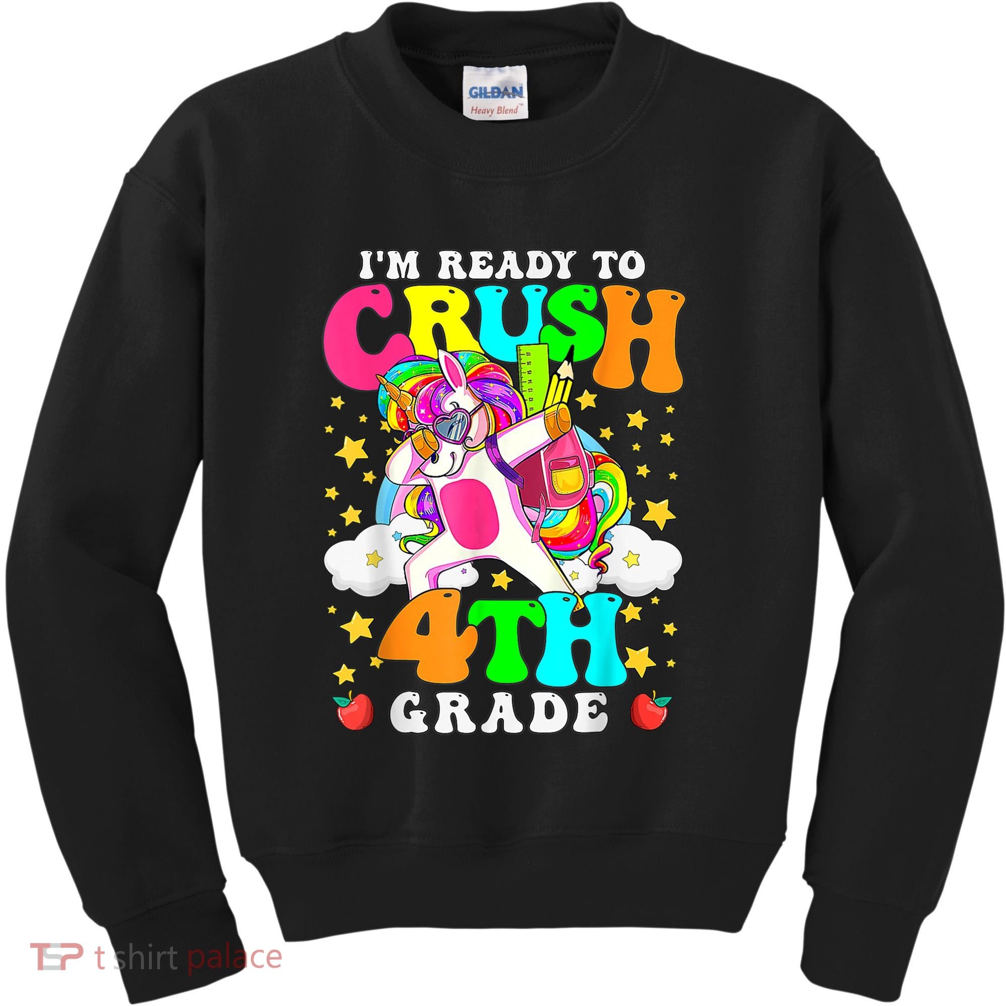 Ready To Crush 4th Grade Cute Unicorn Back To School Girl Kids Sweatshirt