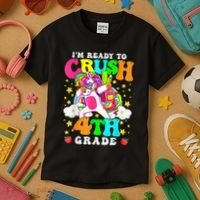 Ready To Crush 4th Grade Cute Unicorn Back To School Girl Kids T-Shirt thumb 3