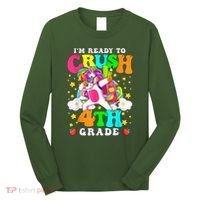 Ready To Crush 4th Grade Cute Unicorn Back To School Girl Long Sleeve Shirt thumb 0