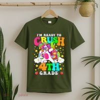 Ready To Crush 4th Grade Cute Unicorn Back To School Girl T-Shirt thumb 2