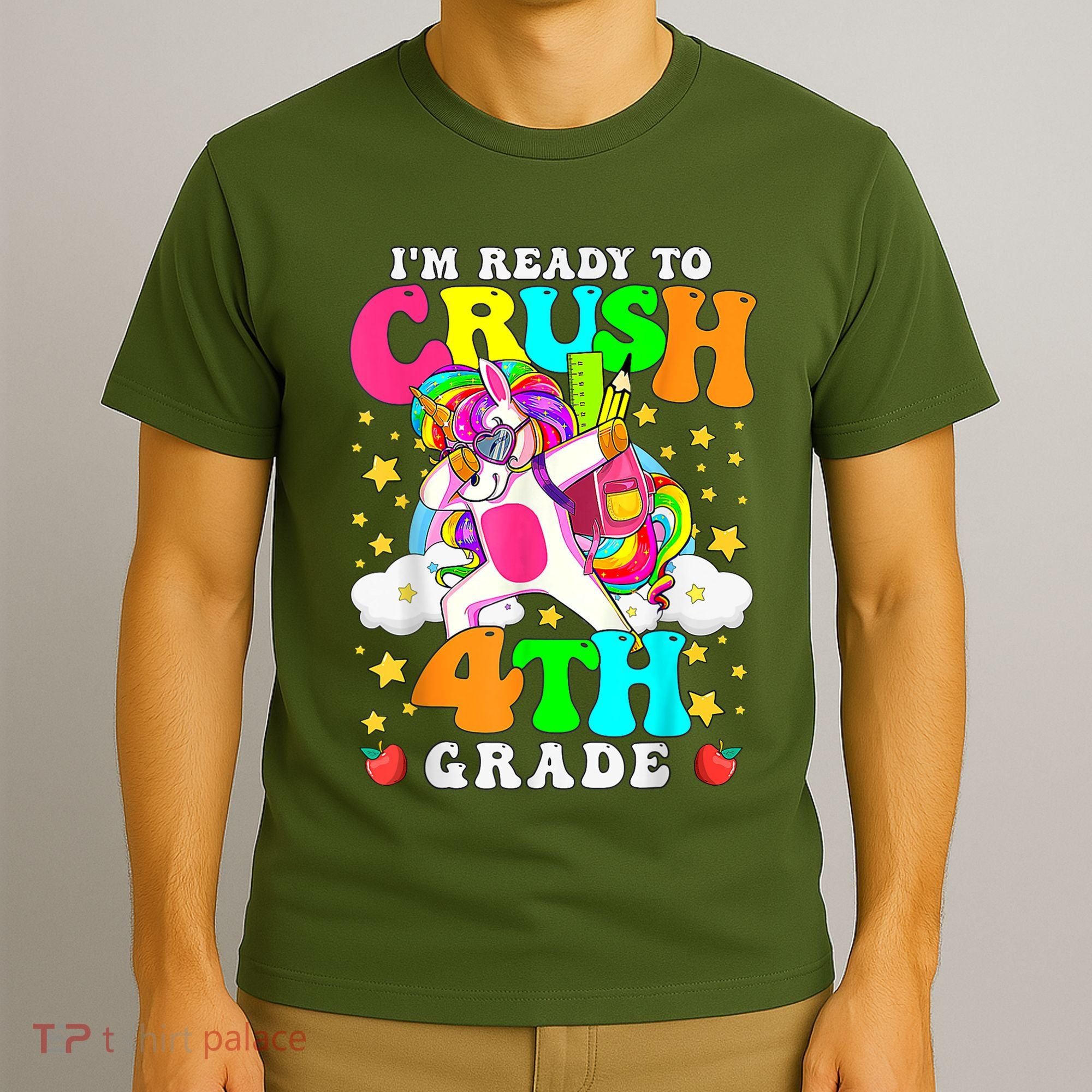 Ready To Crush 4th Grade Cute Unicorn Back To School Girl T-Shirt