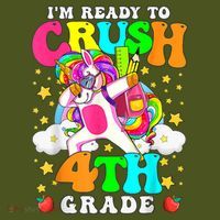 Ready To Crush 4th Grade Cute Unicorn Back To School Girl Mousepad thumb 1