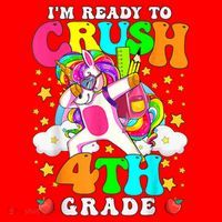 Ready To Crush 4th Grade Cute Unicorn Back To School Girl Santa Hat thumb 1