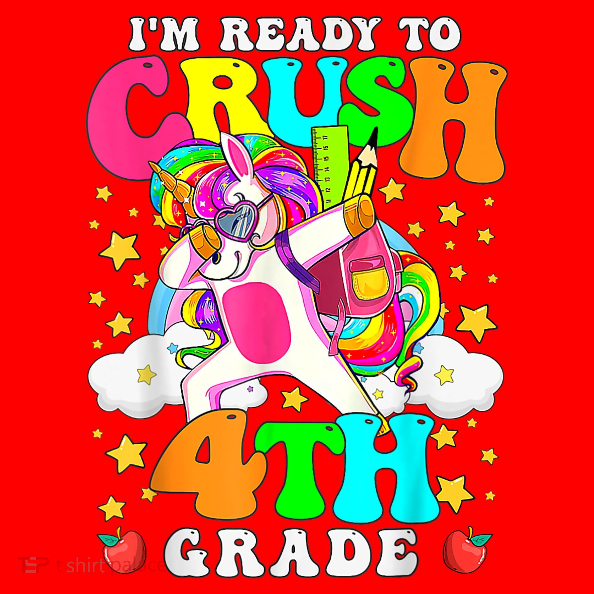 Ready To Crush 4th Grade Cute Unicorn Back To School Girl Santa Hat