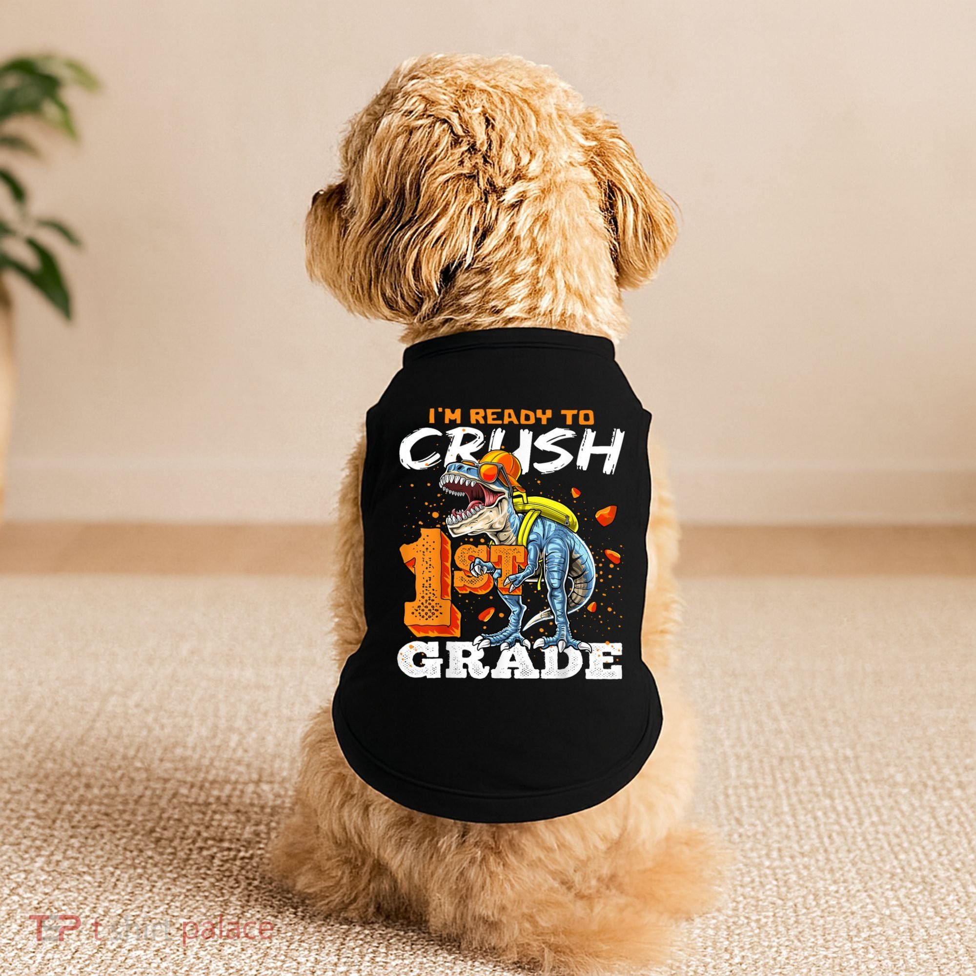 Ready To Crush 1st Grade T Rex Dinosaur Back To School Boy Doggie Tank