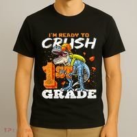 Ready To Crush 1st Grade T Rex Dinosaur Back To School Boy T-Shirt thumb 3