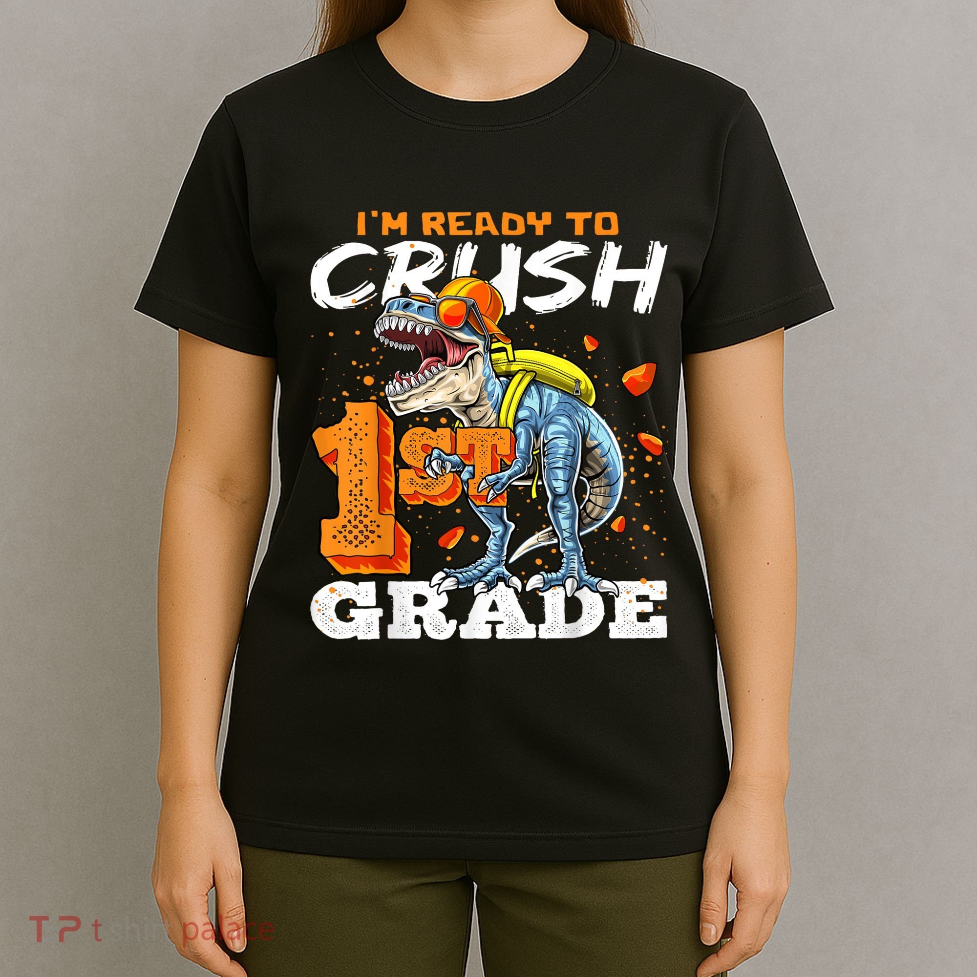 Ready To Crush 1st Grade T Rex Dinosaur Back To School Boy T-Shirt