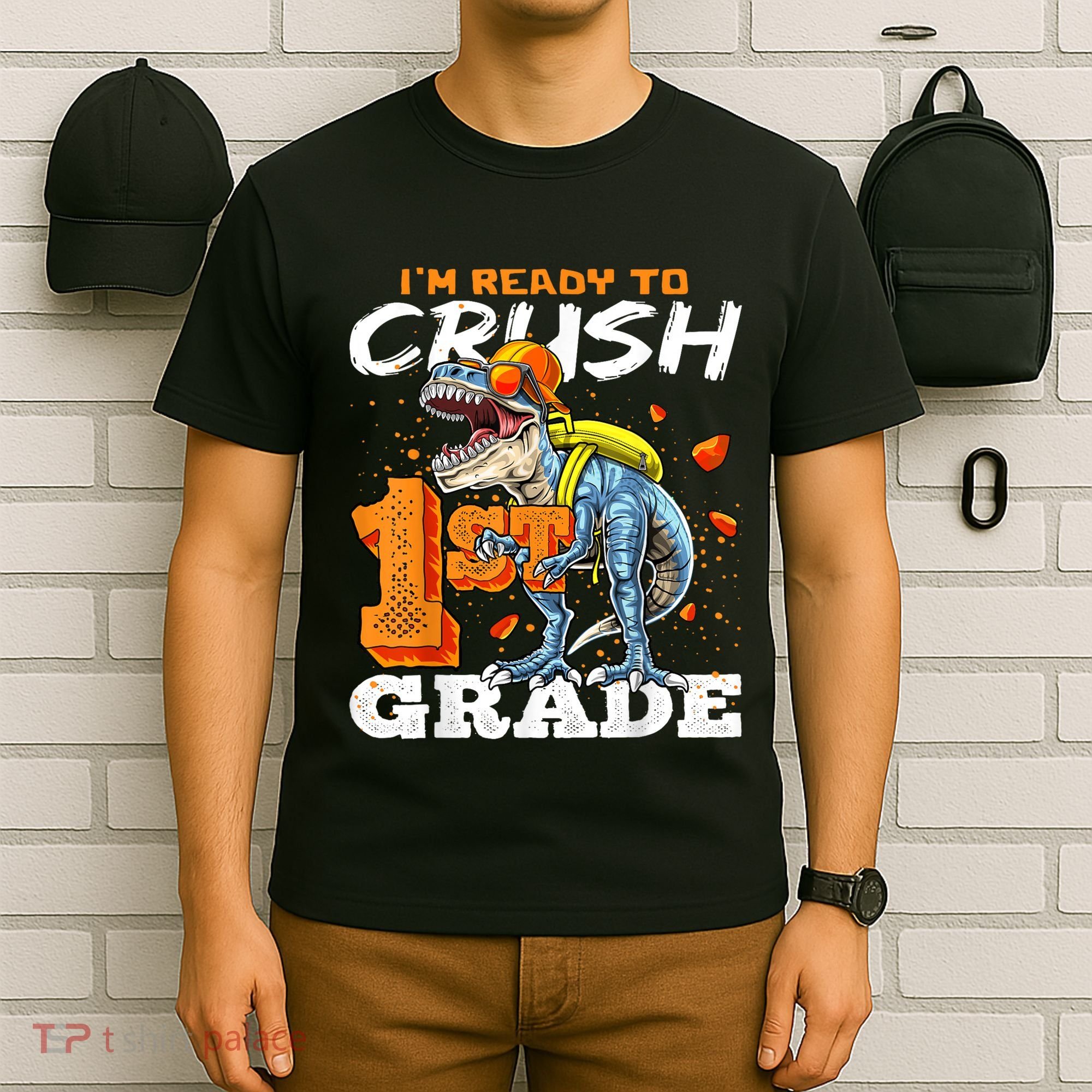 Ready To Crush 1st Grade T Rex Dinosaur Back To School Boy T-Shirt