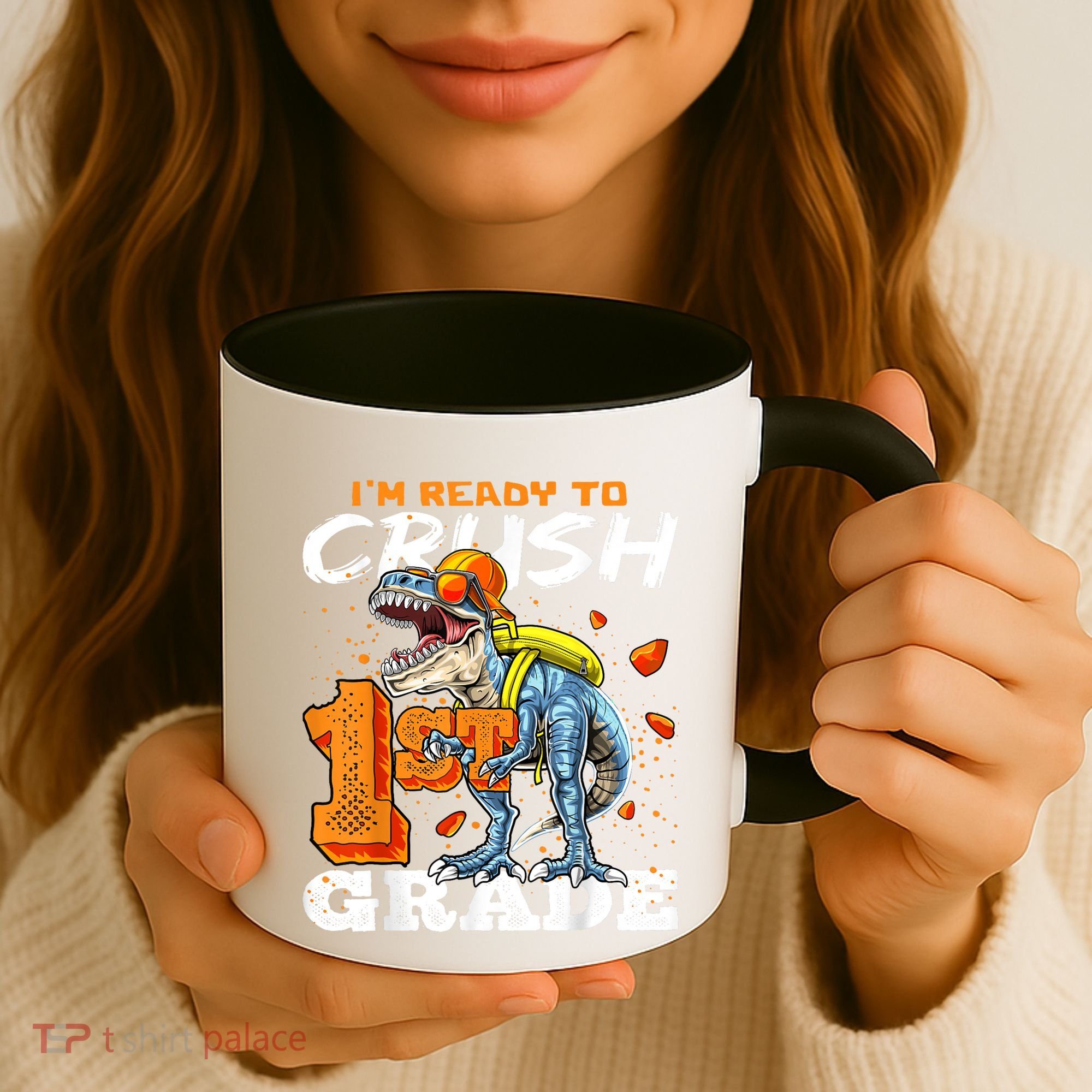 Ready To Crush 1st Grade T Rex Dinosaur Back To School Boy Coffee Mug