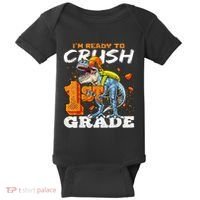 Ready To Crush 1st Grade T Rex Dinosaur Back To School Boy Baby Bodysuit thumb 0