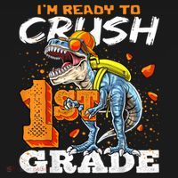 Ready To Crush 1st Grade T Rex Dinosaur Back To School Boy Toddler Hoodie thumb 2