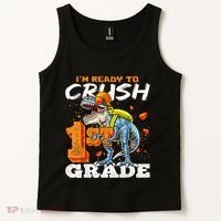 Ready To Crush 1st Grade T Rex Dinosaur Back To School Boy Tank Top thumb 2
