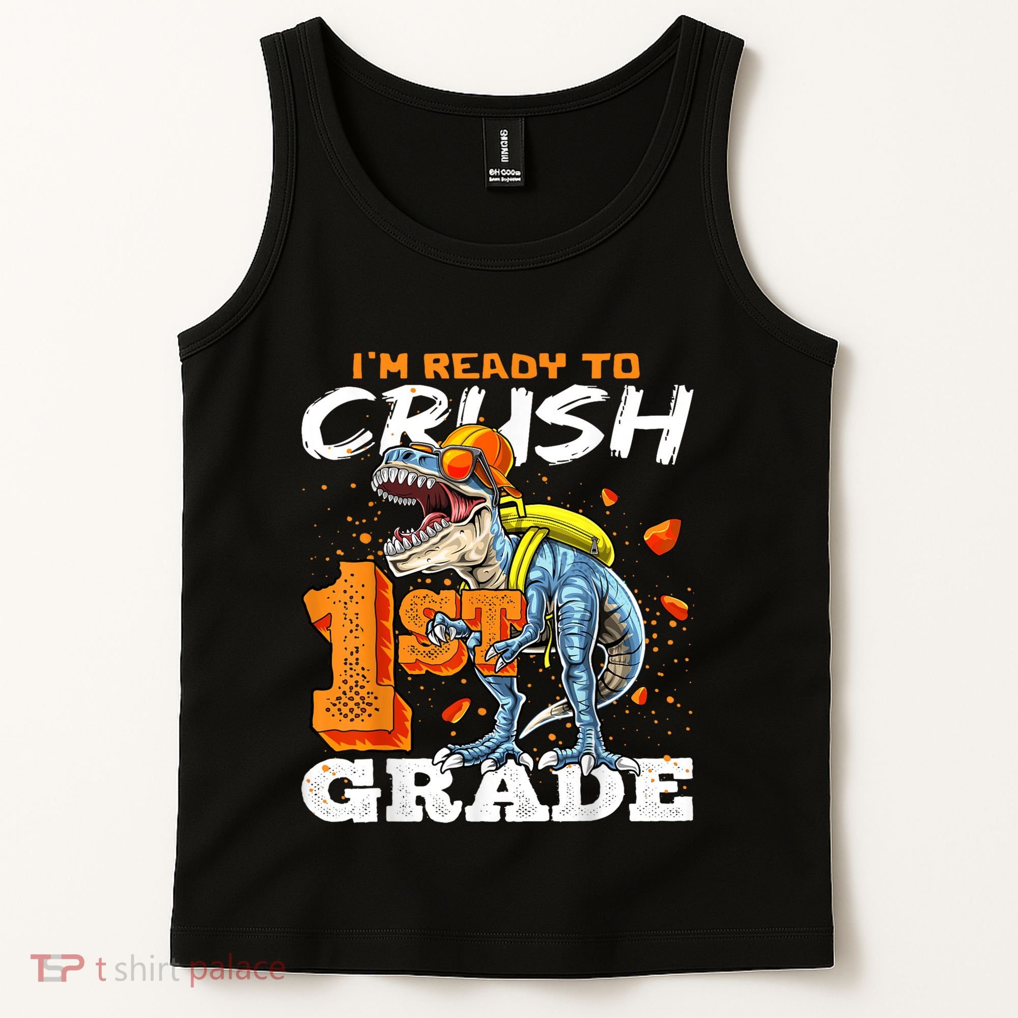 Ready To Crush 1st Grade T Rex Dinosaur Back To School Boy Tank Top