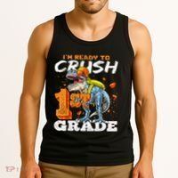 Ready To Crush 1st Grade T Rex Dinosaur Back To School Boy Tank Top thumb 3