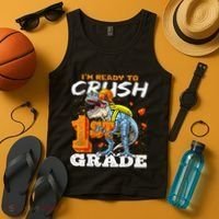 Ready To Crush 1st Grade T Rex Dinosaur Back To School Boy Tank Top thumb 4