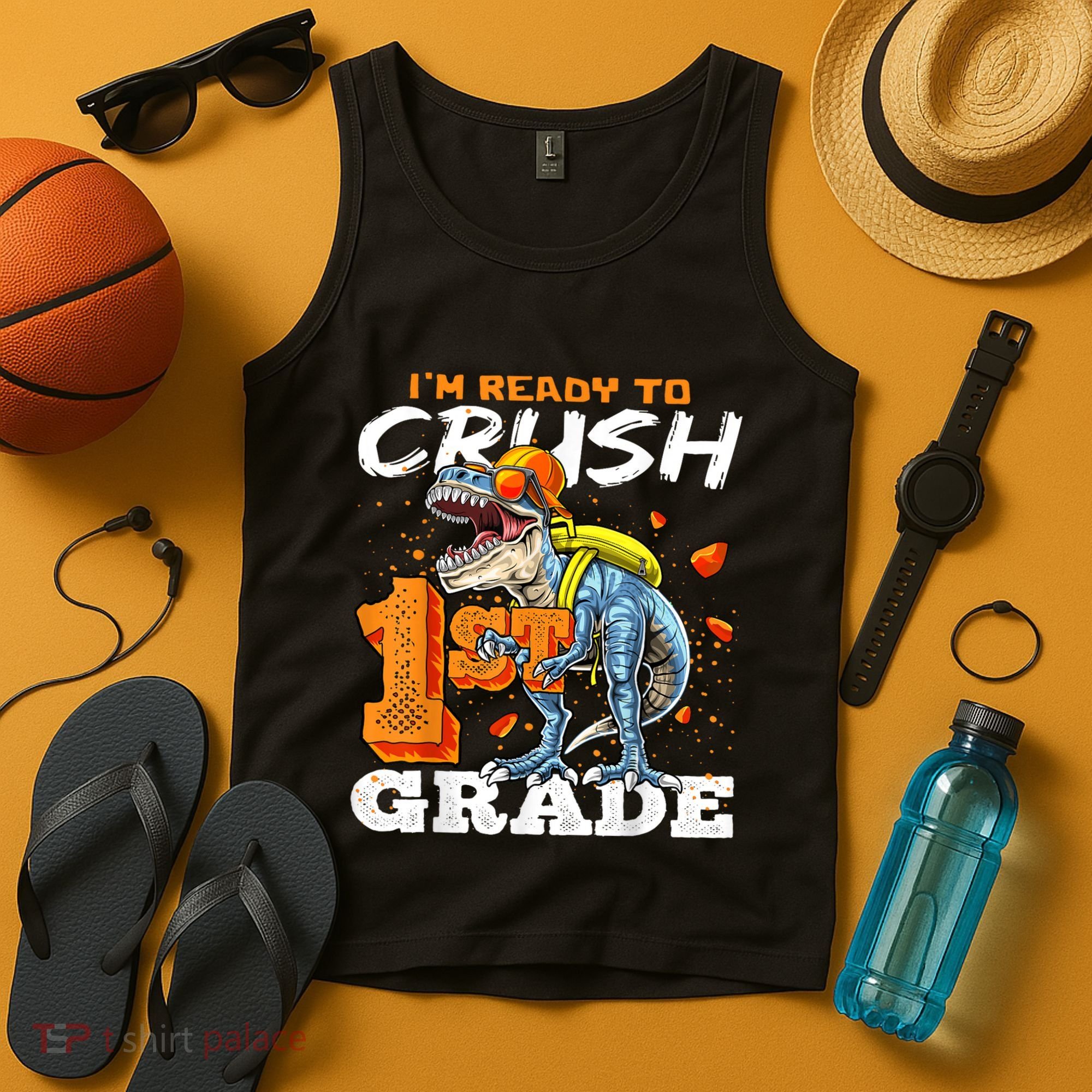 Ready To Crush 1st Grade T Rex Dinosaur Back To School Boy Tank Top