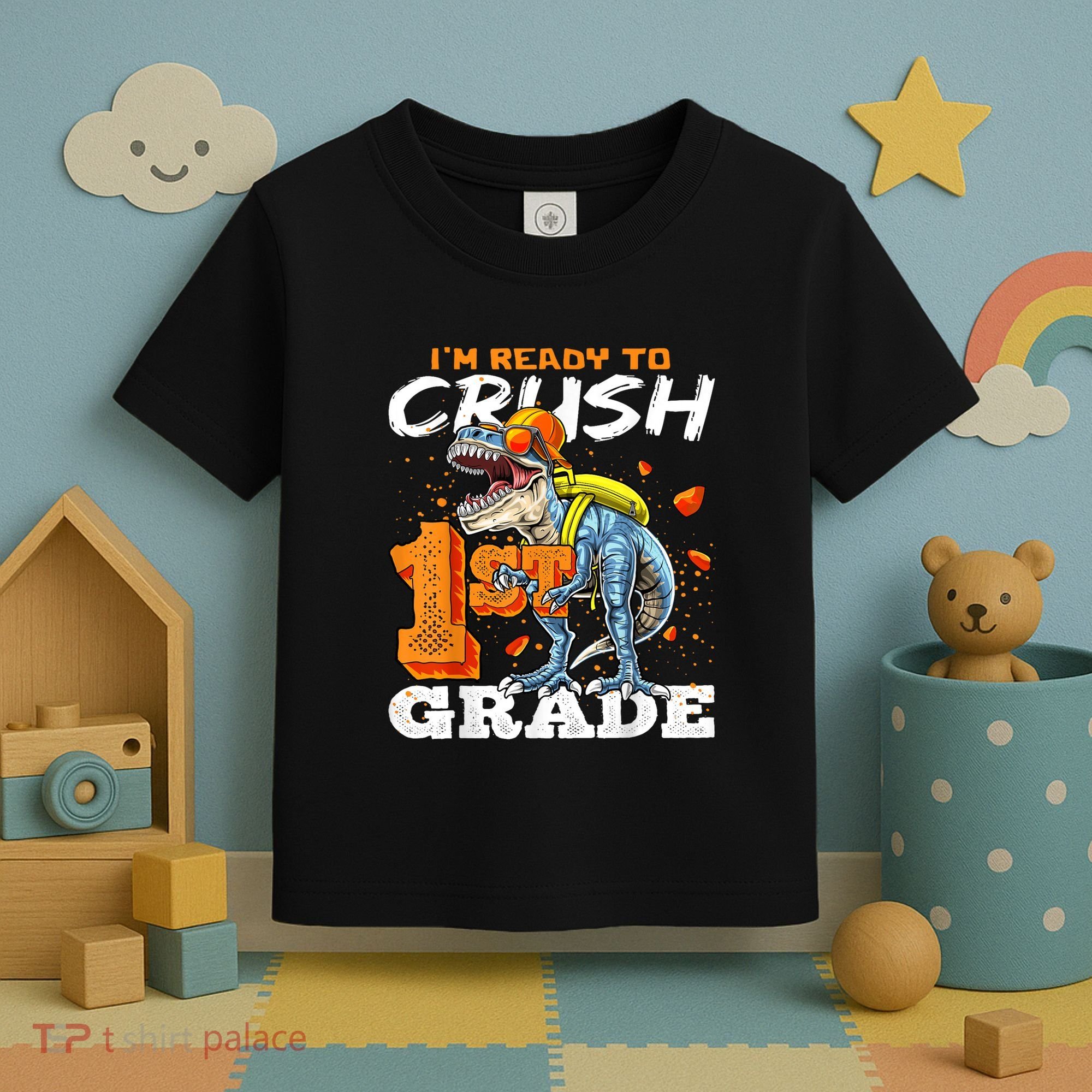 Ready To Crush 1st Grade T Rex Dinosaur Back To School Boy Toddler T-Shirt