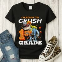Ready To Crush 1st Grade T Rex Dinosaur Back To School Boy Women's T-Shirt thumb 3