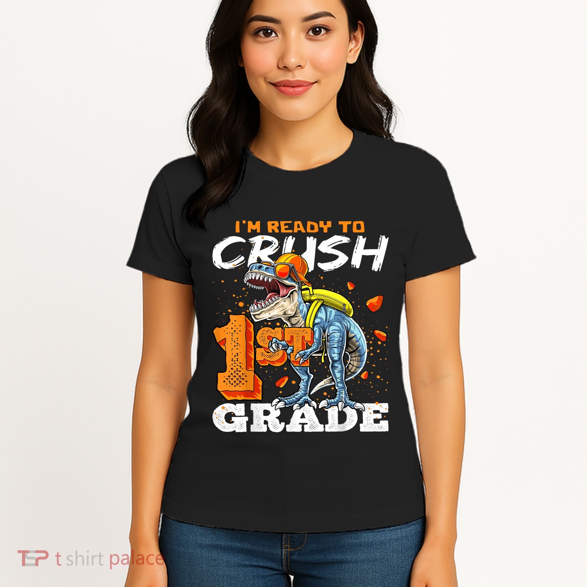 Ready To Crush 1st Grade T Rex Dinosaur Back To School Boy Women's T-Shirt