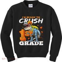 Ready To Crush 1st Grade T Rex Dinosaur Back To School Boy Kids Sweatshirt thumb 0