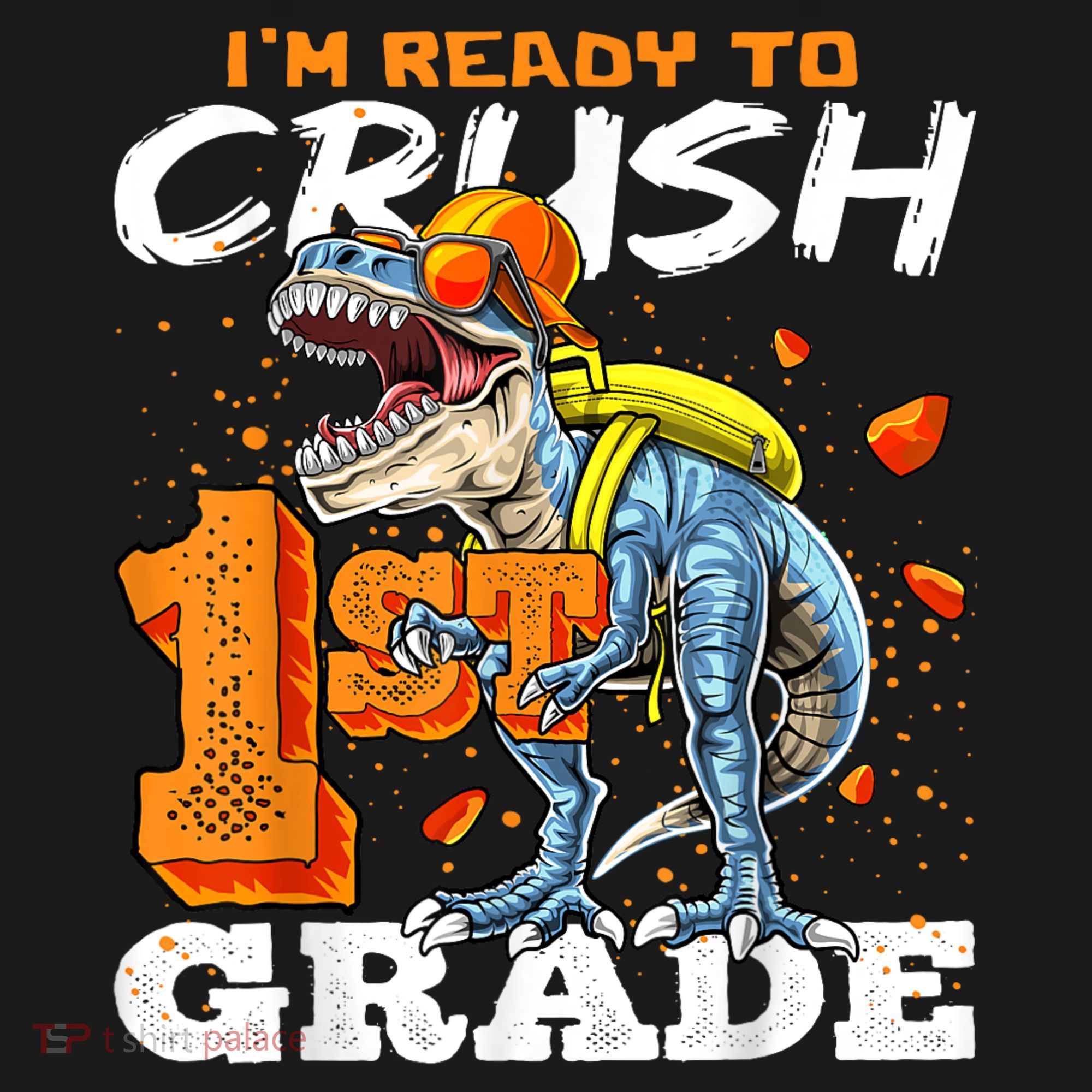 Ready To Crush 1st Grade T Rex Dinosaur Back To School Boy Kids Sweatshirt
