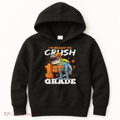 Ready To Crush 1st Grade T Rex Dinosaur Back To School Boy Kids Hoodie