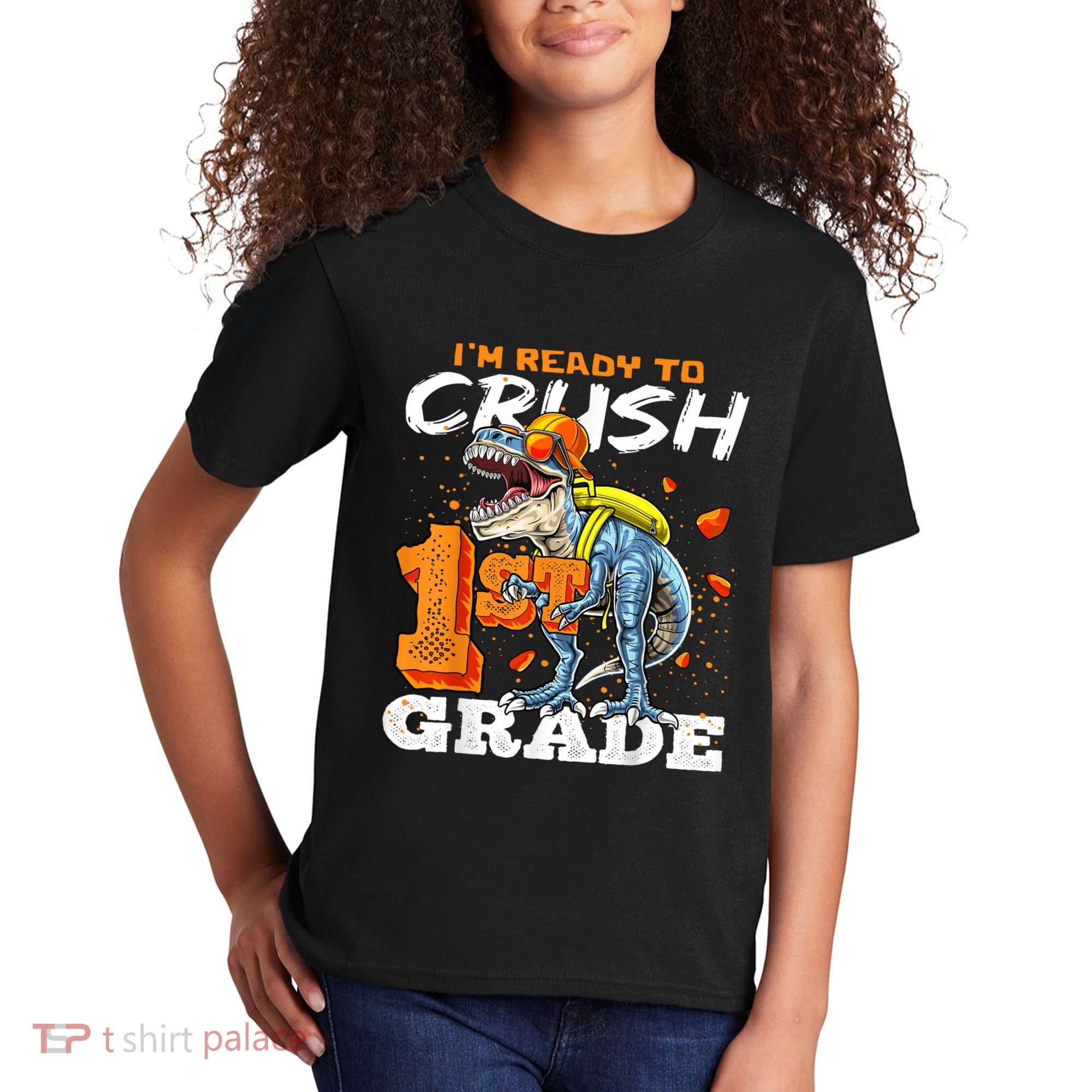 Ready To Crush 1st Grade T Rex Dinosaur Back To School Boy Kids T-Shirt