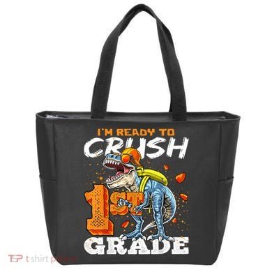 Ready To Crush 1st Grade T Rex Dinosaur Back To School Boy Tote Bag