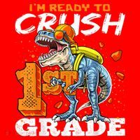 Ready To Crush 1st Grade T Rex Dinosaur Back To School Boy Santa Hat thumb 1
