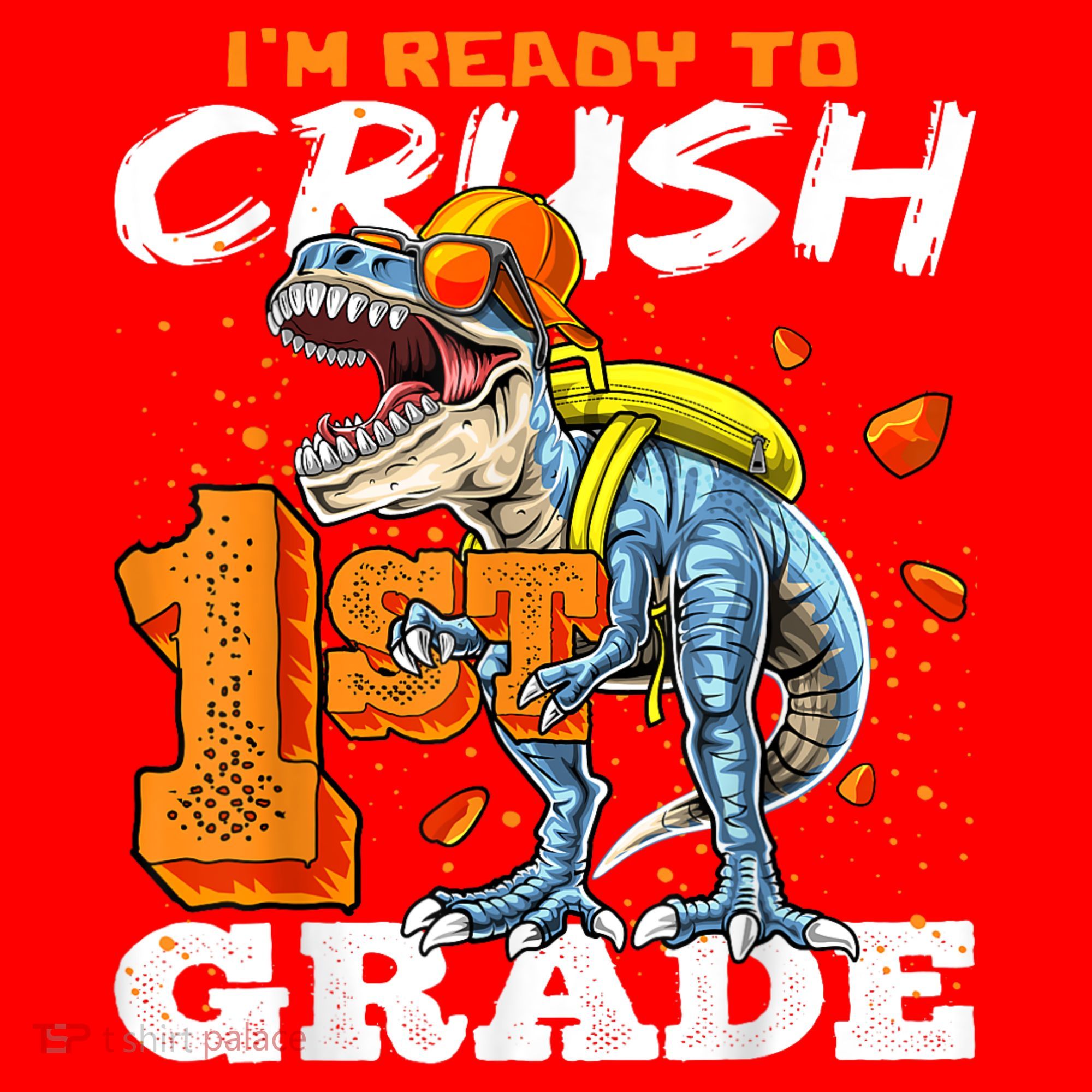 Ready To Crush 1st Grade T Rex Dinosaur Back To School Boy Santa Hat