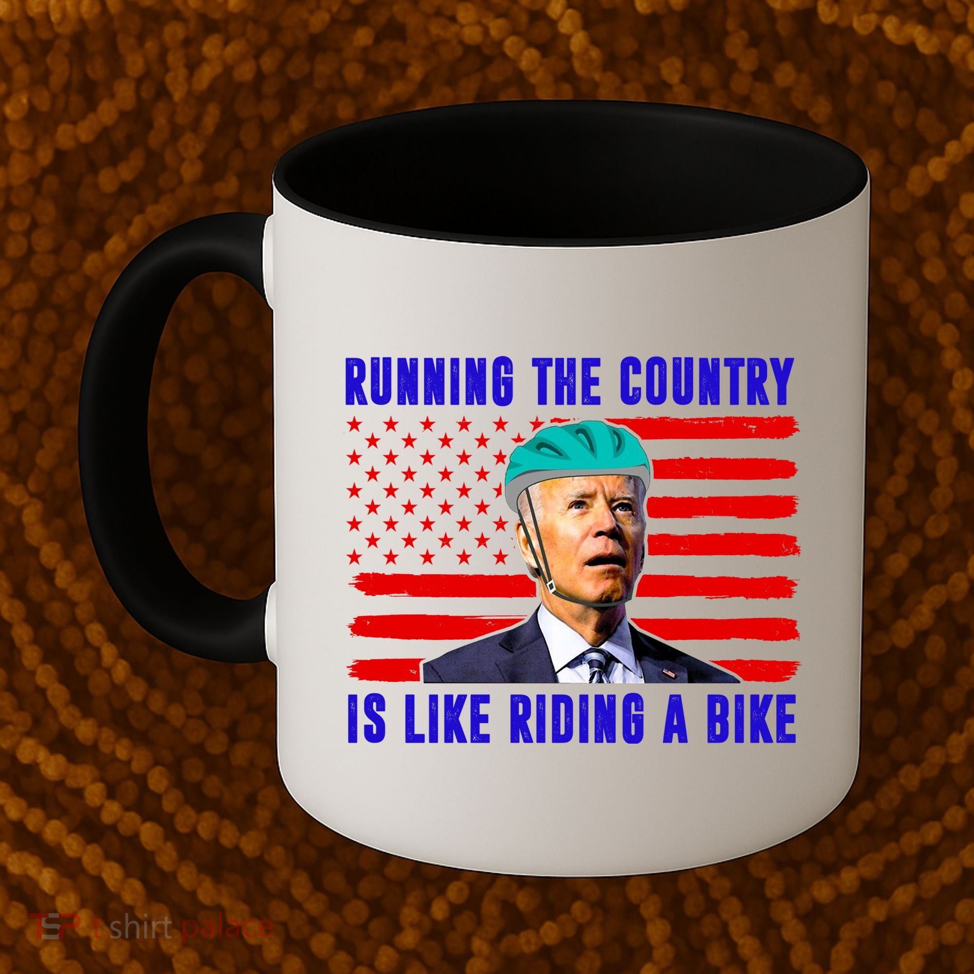 Running The Country Is Like Riding A Bike Funny Biden Coffee Mug