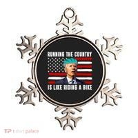 Running The Country Is Like Riding A Bike Funny Biden Ornament thumb 0