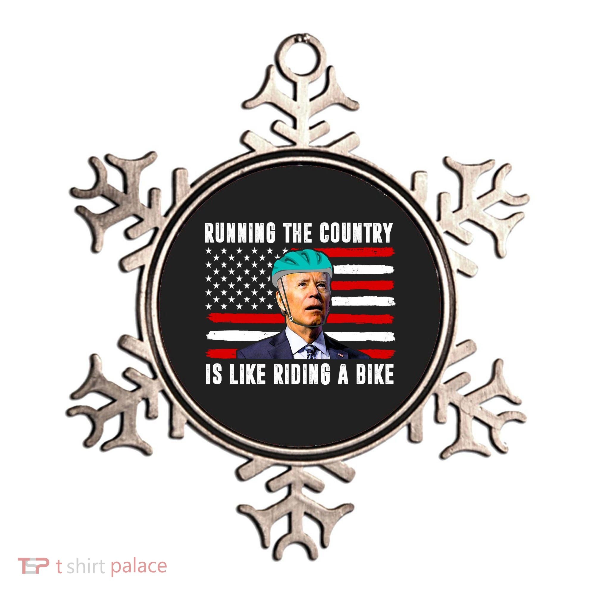 Running The Country Is Like Riding A Bike Funny Biden Ornament