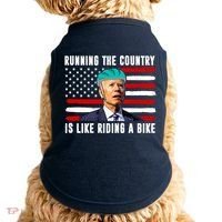 Running The Country Is Like Riding A Bike Funny Biden Doggie Tank thumb 0