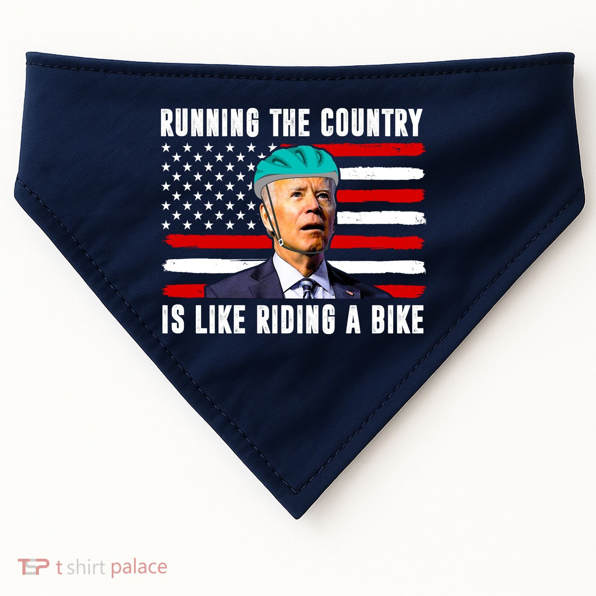 Running The Country Is Like Riding A Bike Funny Biden USA-Made Doggie Bandana