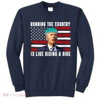Running The Country Is Like Riding A Bike Funny Biden Sweatshirt thumb 0