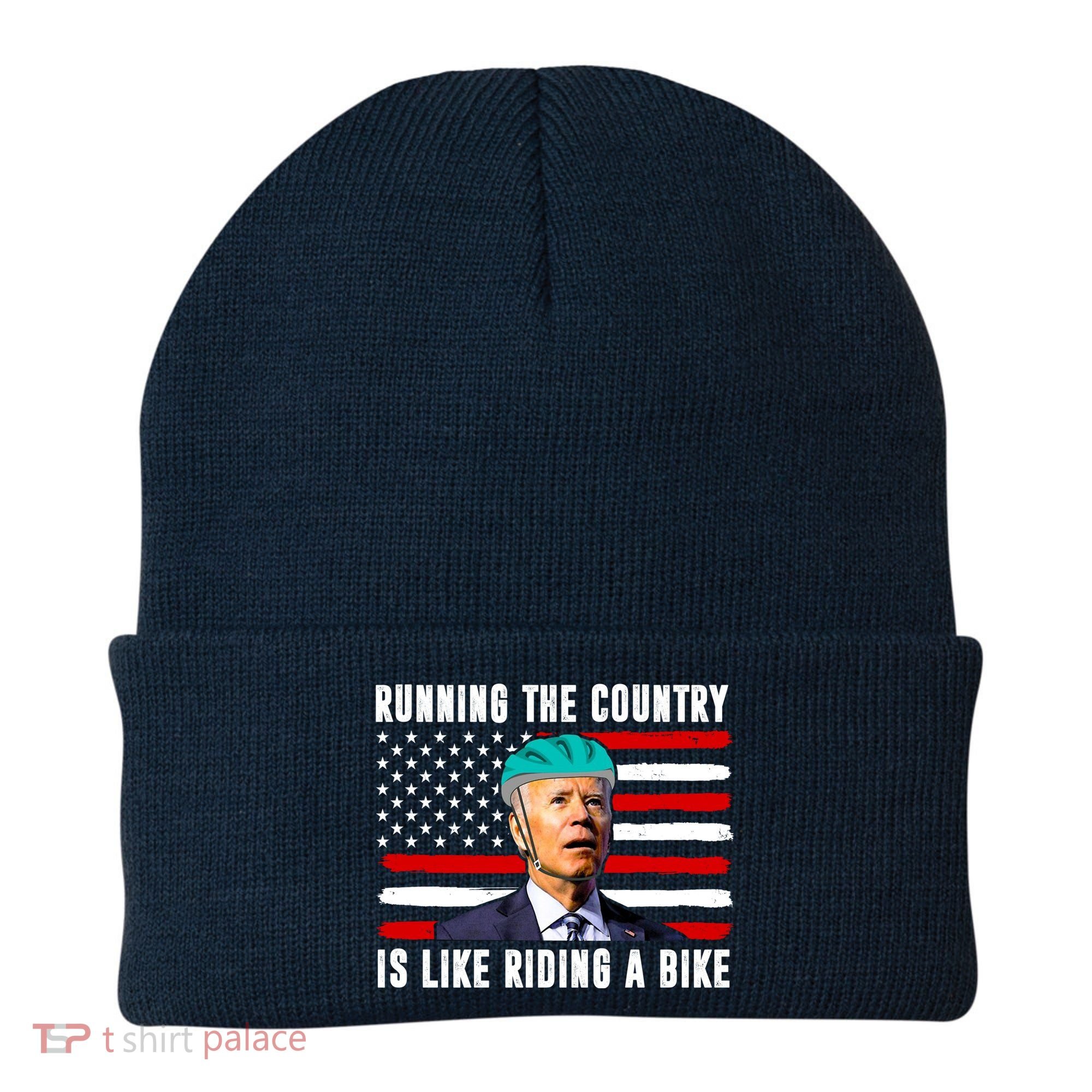 Running The Country Is Like Riding A Bike Funny Biden Beanie