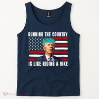 Running The Country Is Like Riding A Bike Funny Biden Tank Top thumb 2