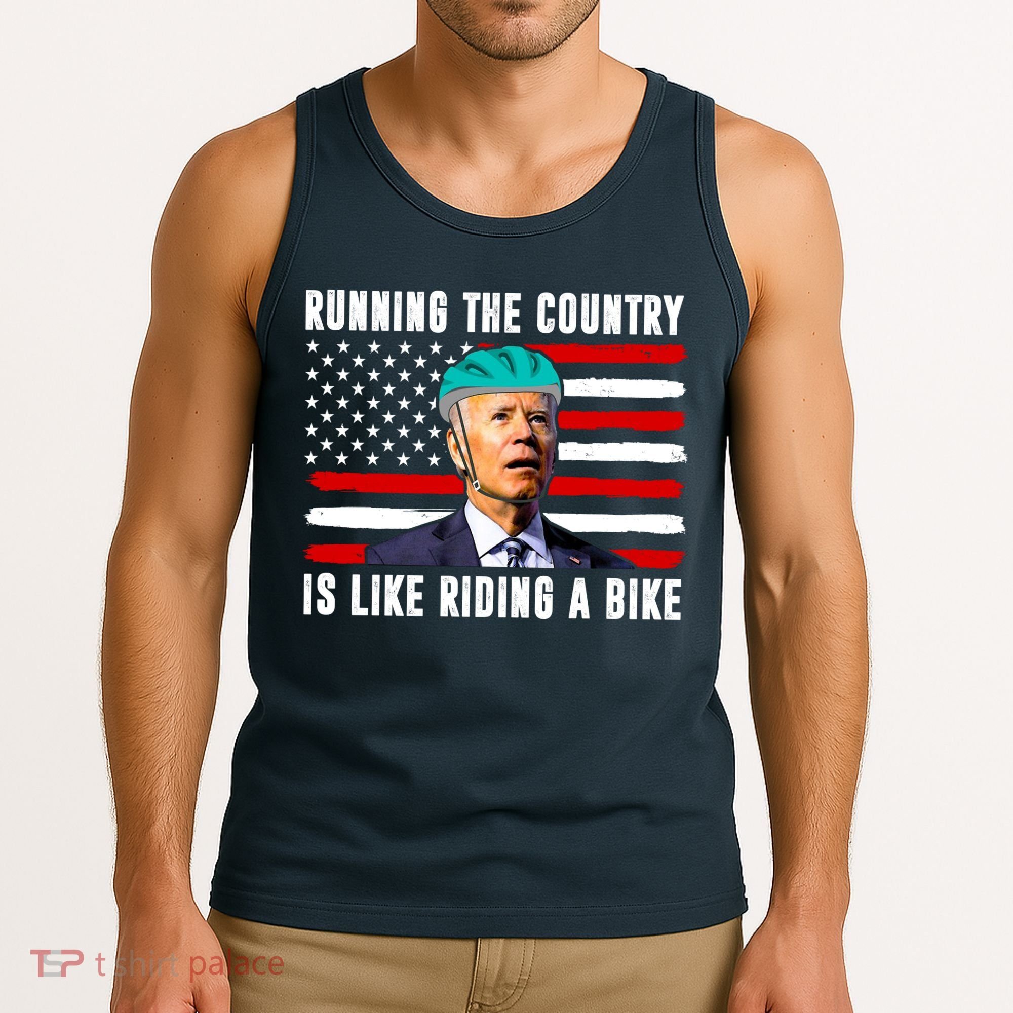 Running The Country Is Like Riding A Bike Funny Biden Tank Top