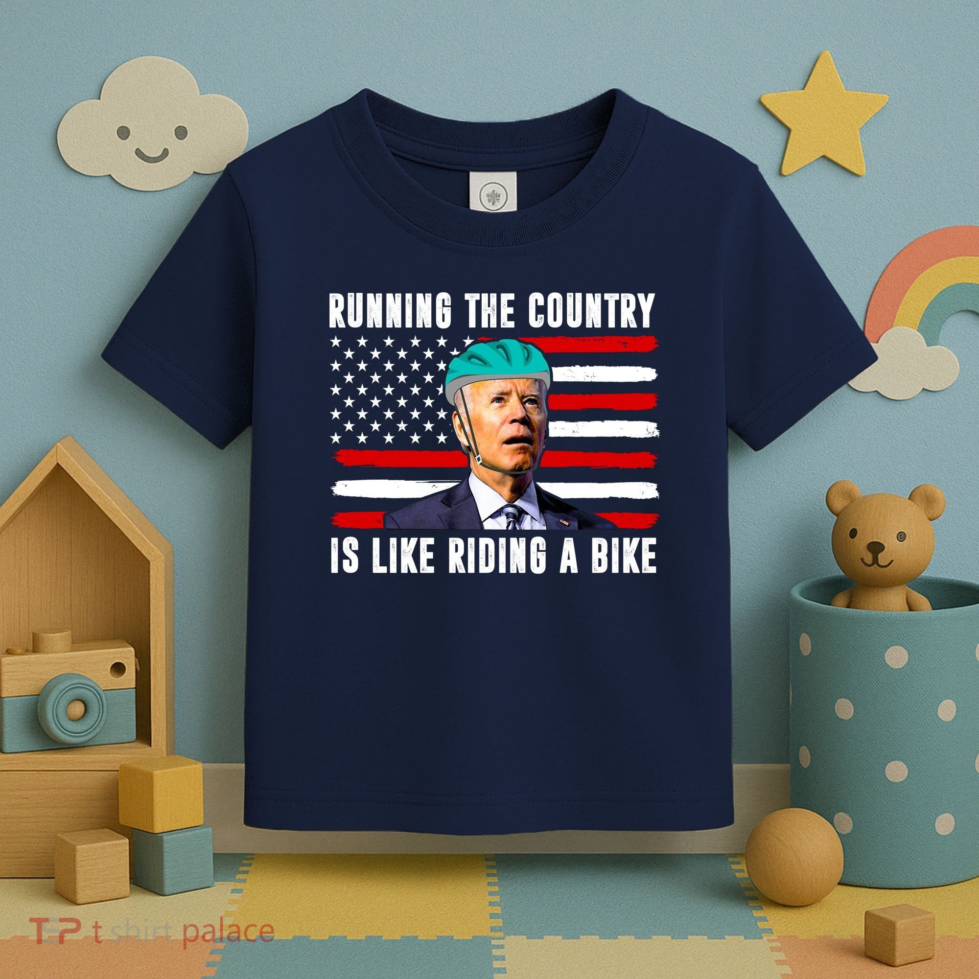 Running The Country Is Like Riding A Bike Funny Biden Toddler T-Shirt