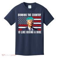 Running The Country Is Like Riding A Bike Funny Biden Kids T-Shirt thumb 0