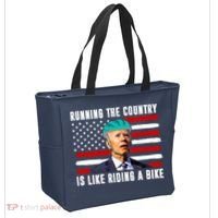 Running The Country Is Like Riding A Bike Funny Biden Tote Bag thumb 2