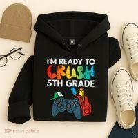 Ready To Crush 5th Grade Fifth Video Gamer Back School Hoodie thumb 4