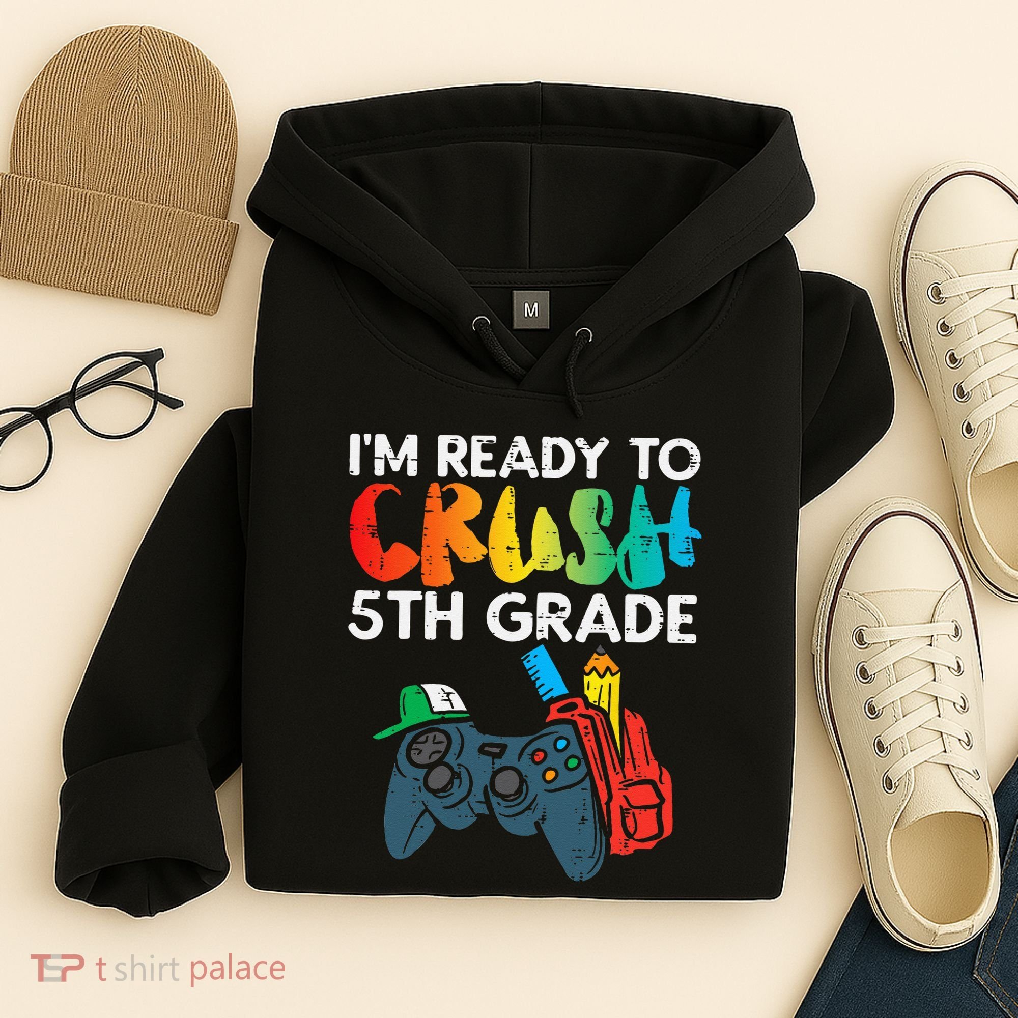 Ready To Crush 5th Grade Fifth Video Gamer Back School Hoodie
