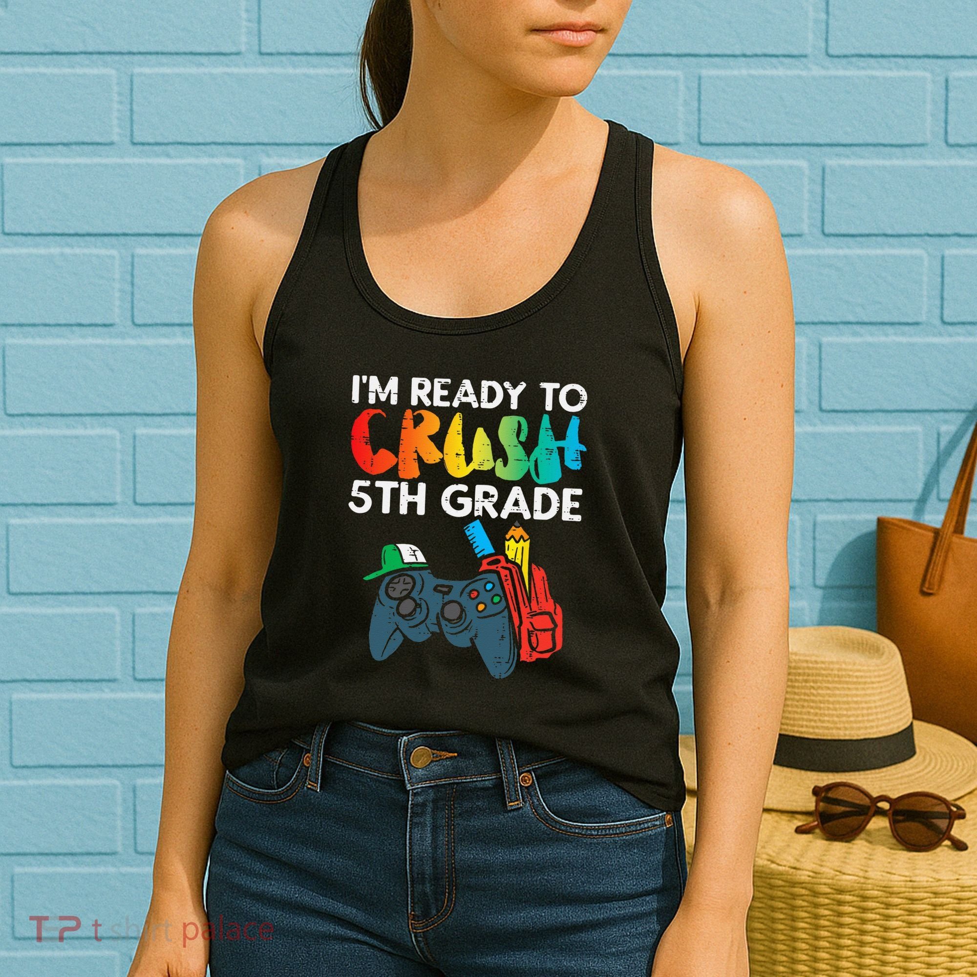Ready To Crush 5th Grade Fifth Video Gamer Back School Women's Tank Top