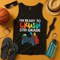 Ready To Crush 5th Grade Fifth Video Gamer Back School Tank Top thumb 4
