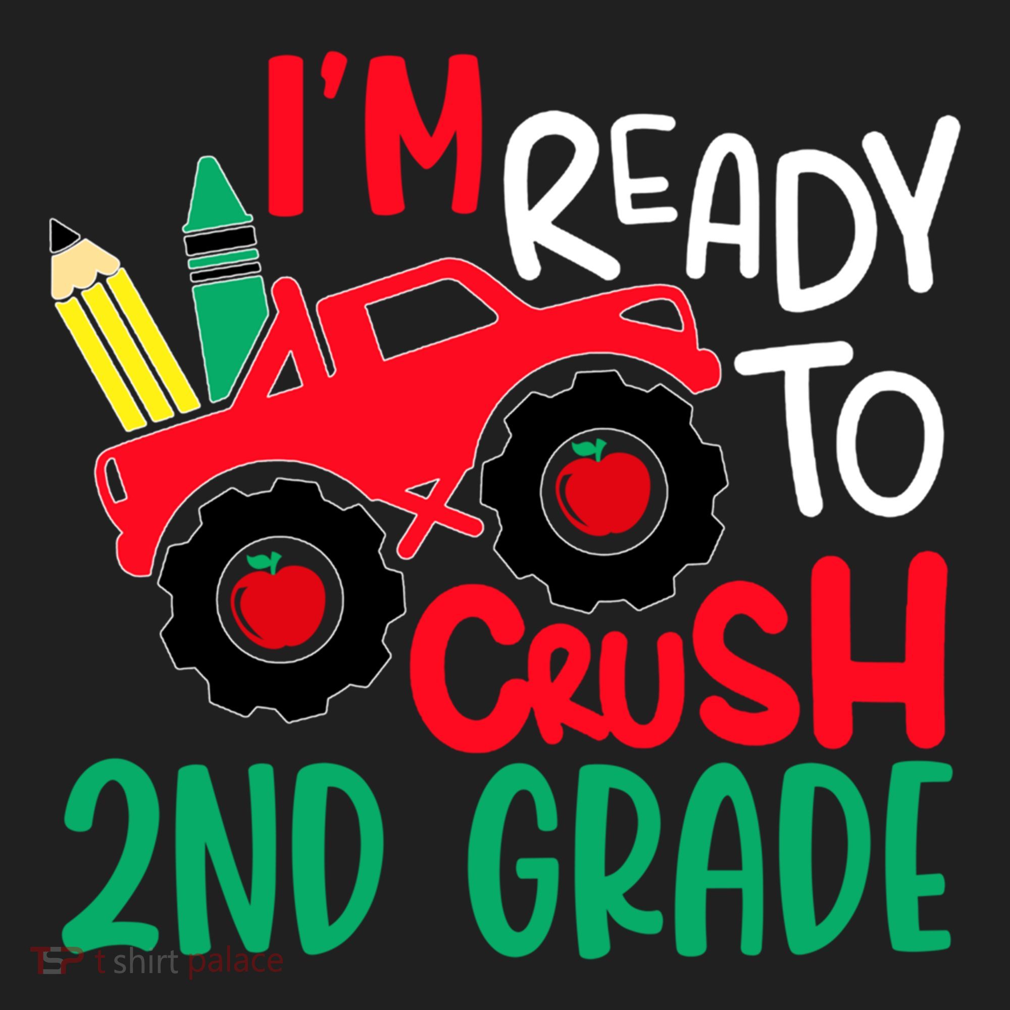 Ready To Crush First Grade 1st Day Of School Monster Truck Gift Golf Towel