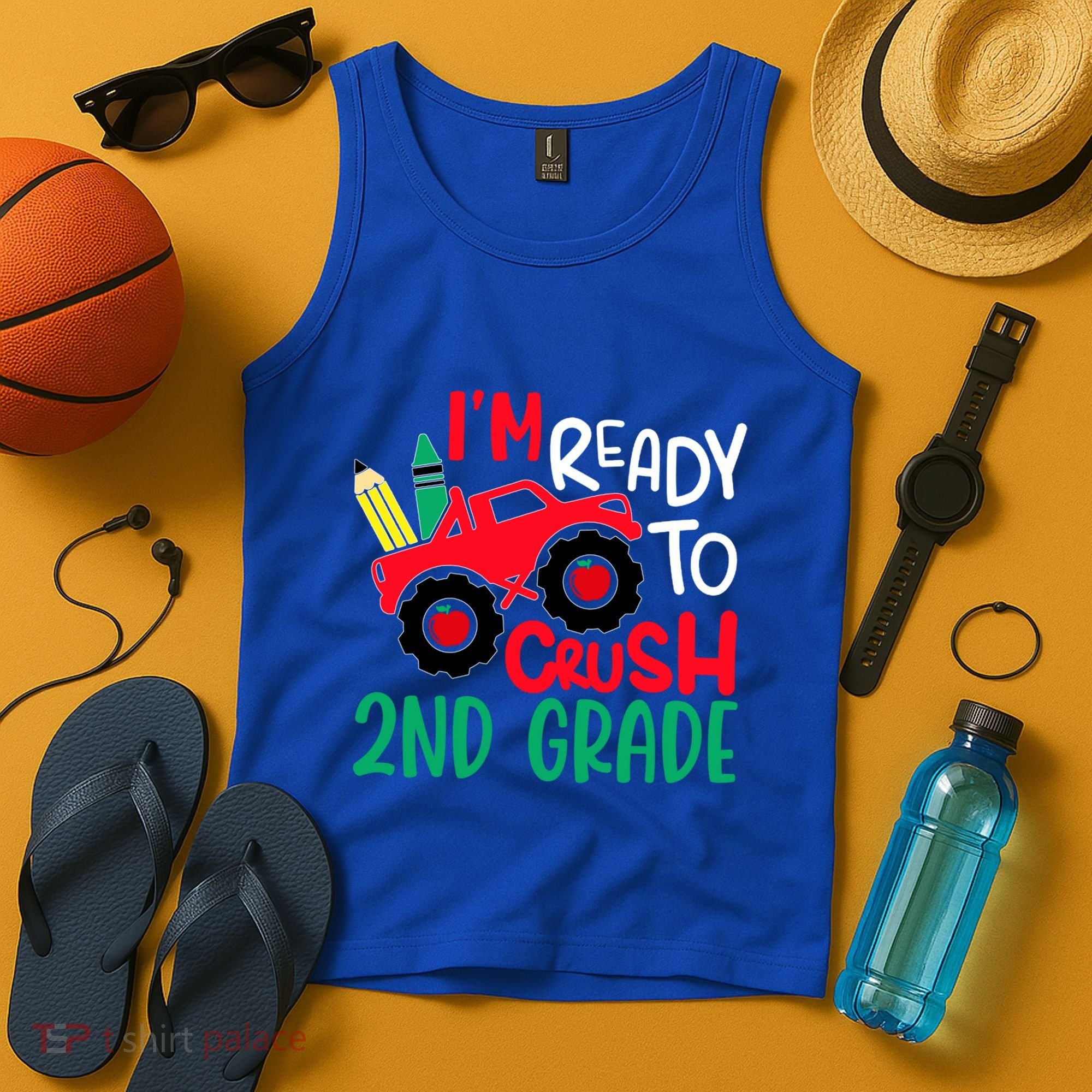 Ready To Crush First Grade 1st Day Of School Monster Truck Gift Tank Top